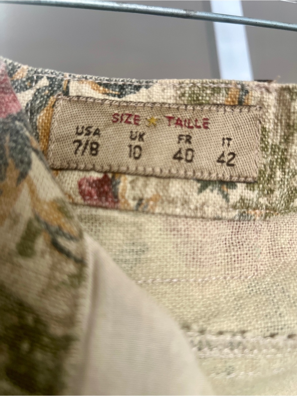 Express EXP Floral Rose Cottagecore Boho Woven Pants Hipster VTG Beige SZ 7/8 - Picture 9 of 11